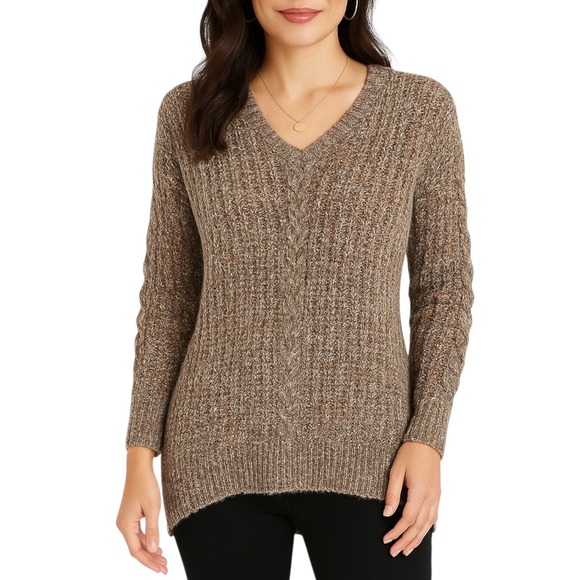 Adrienne Vittadini Multicolor Knit Sweater Womens M Cozy Textured Pullover - Picture 1 of 9